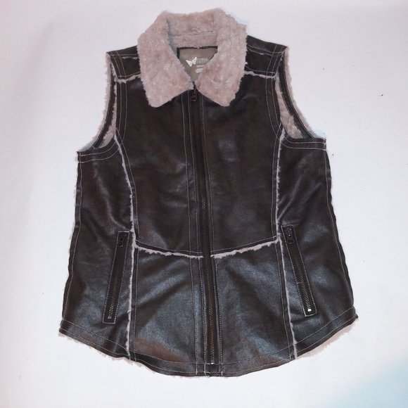 Natural Reflections Vest Womens Medium Brown‎ Suede Fur Lining Ranch Western Zip - Picture 2 of 13